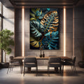 Quadro Decorativo: Noite Mágica no Paraíso Tropical - quadros decorativos para sala 1 Tela Vertical, 3 Telas - em ambiente decorado