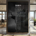 Quadro Decorativo Salmo 91 Cruz de Fé Inabalável - quadros decorativos para sala 1 Tela Vertical, 3 Telas - em ambiente decorado