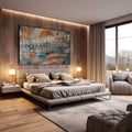 Quadro Decorativo Santa Ceia Cubista: Inspiração Divina - quadros decorativos 1 Tela, 1 Tela Horizontal - em escritorio elegante