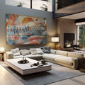 Quadro Decorativo Santa Ceia Cubista: Inspiração Divina - quadros decorativos 1 Tela, 1 Tela Horizontal - em sala moderna