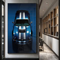 Quadro Decorativo Mustang Shelby GT500 - Beleza Clássica - quadros decorativos para sala 1 Tela Vertical, 3 Telas - em ambiente decorado