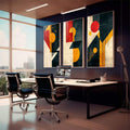 Quadro Decorativo Minimalista Moderno para um Refúgio de Serenidade - quadros decorativos 1 Tela Vertical, 3 Telas - em sala moderna