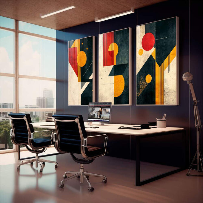 Quadro Decorativo Minimalista Moderno para um Refúgio de Serenidade - quadros decorativos 1 Tela Vertical, 3 Telas - em sala moderna
