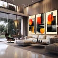 Quadro Decorativo Abstrato Oásis Alaranjado - quadros decorativos 1 Tela Vertical, 3 Telas - em escritorio elegante