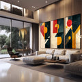 Quadro Decorativo Minimalista Moderno para um Refúgio de Serenidade - quadros decorativos para sala 1 Tela Vertical, 3 Telas - em quarto contemporaneo