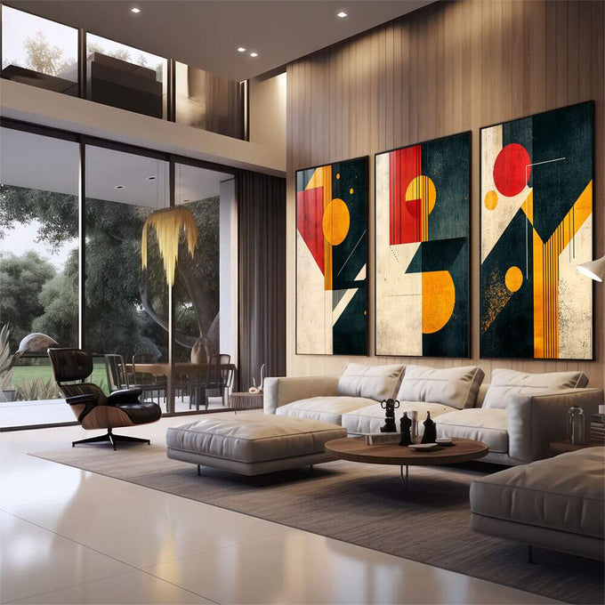 Quadro Decorativo Minimalista Moderno para um Refúgio de Serenidade - quadros decorativos para sala 1 Tela Vertical, 3 Telas - em quarto contemporaneo