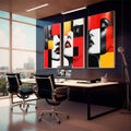 Quadro Abstrato Trio Mulheres - Arte e Sofisticação - quadros decorativos 1 Tela Vertical, 3 Telas - em escritorio elegante