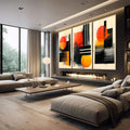 Quadro Decorativo Abstrato Oásis Alaranjado - quadros decorativos para sala 1 Tela Vertical, 3 Telas - em living room premium