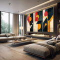 Quadro Decorativo Minimalista Moderno para um Refúgio de Serenidade - quadros decorativos 1 Tela Vertical, 3 Telas - em escritorio elegante