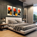 Quadro Decorativo Abstrato Oásis Alaranjado - quadros decorativos 1 Tela Vertical, 3 Telas - em sala moderna