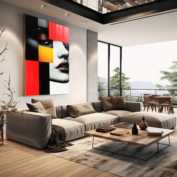 Quadro Decorativo Mulher Minimalista: Elegância que Inspira - quadros decorativos para sala 1 Tela Vertical, 3 Telas - em quarto contemporaneo
