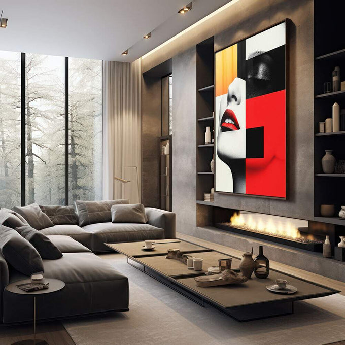 Quadro Decorativo Minimalista Mulher - quadros decorativos 1 Tela Vertical, 3 Telas - em escritorio elegante