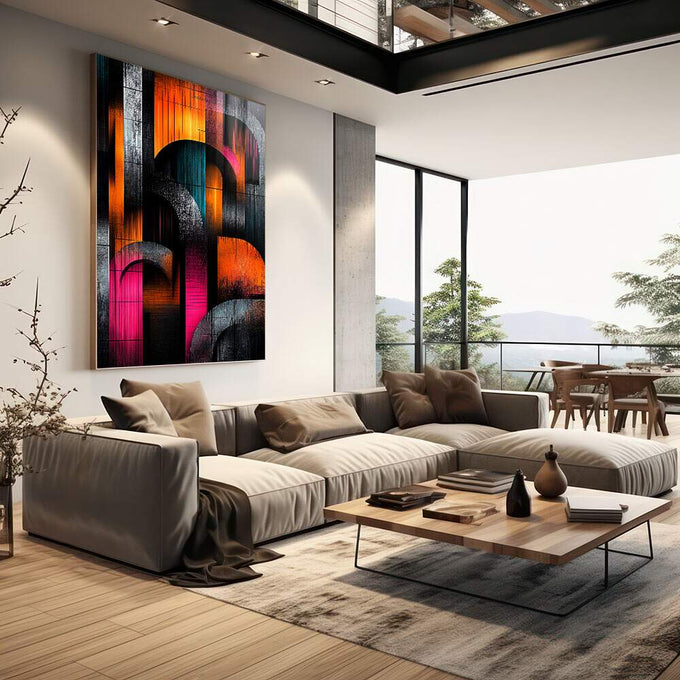 Quadro Decorativo Abstrato Elegante em Tons Escuros - quadros decorativos 1 Tela Vertical, 3 Telas - em escritorio elegante