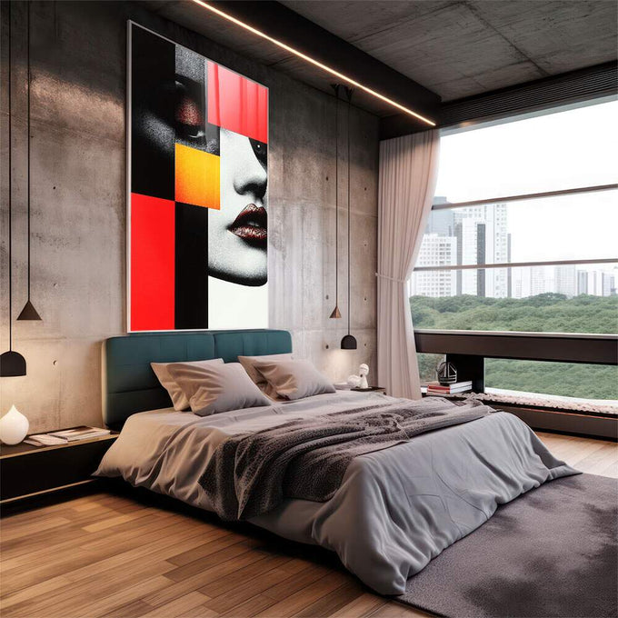 Quadro Decorativo Mulher Minimalista: Elegância que Inspira - quadros decorativos 1 Tela Vertical, 3 Telas - em sala moderna