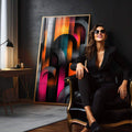 Quadro Decorativo Abstrato Elegante em Tons Escuros - quadros decorativos 1 Tela Vertical, 3 Telas - em sala moderna