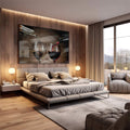 Quadro Decorativo: Brinde Íntimo em Adega Rústica - quadros decorativos 1 Tela, 1 Tela Horizontal - em escritorio elegante