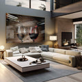 Quadro Decorativo: Brinde Íntimo em Adega Rústica - quadros decorativos 1 Tela, 1 Tela Horizontal - em sala moderna