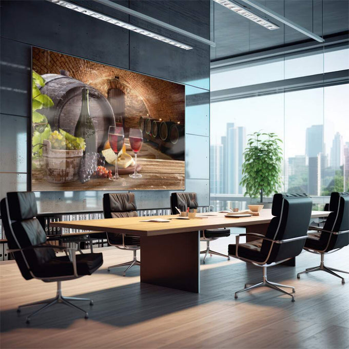 Quadro Decorativo: Vinho e Queijo - Toque Rústico e Elegante - quadros decorativos para sala 1 Tela, 1 Tela Horizontal - em quarto contemporaneo