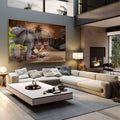 Quadro Decorativo: Vinho e Queijo - Toque Rústico e Elegante - quadros decorativos 1 Tela, 1 Tela Horizontal - em sala moderna