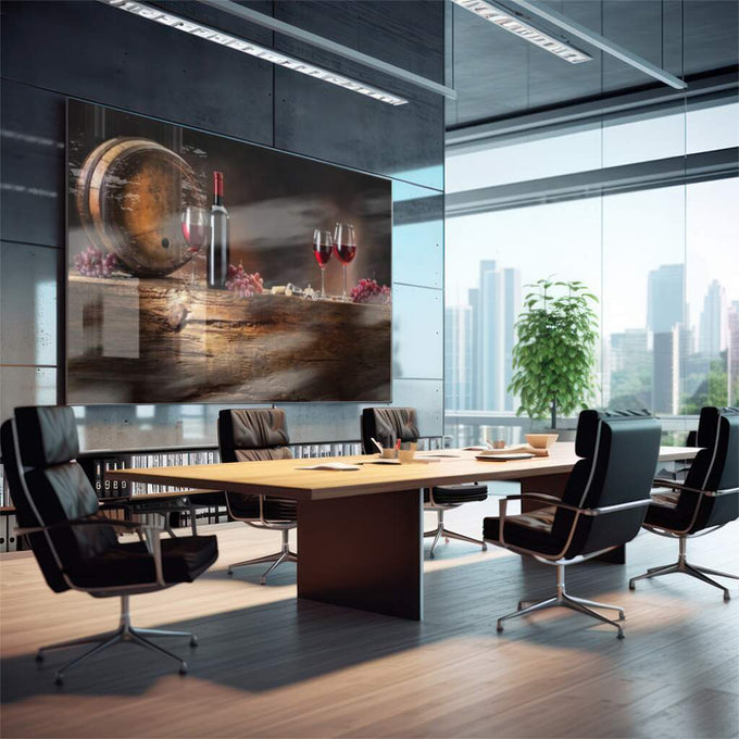 Quadro Decorativo: Essência de Vinho e Frutas, Charme Puro - quadros decorativos 1 Tela, 1 Tela Horizontal - em escritorio elegante
