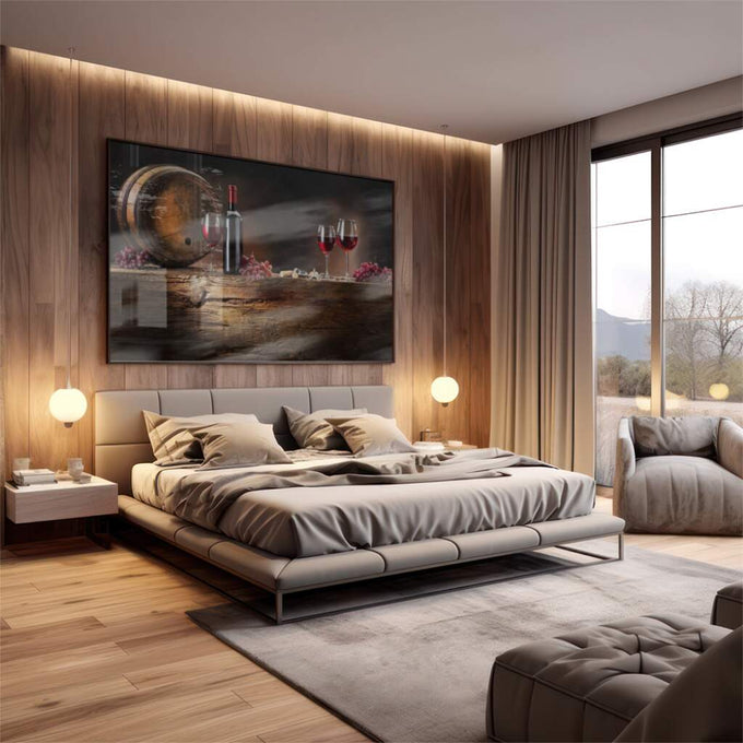 Quadro Decorativo: Essência de Vinho e Frutas, Charme Puro - quadros decorativos para sala 1 Tela, 1 Tela Horizontal - em living room premium