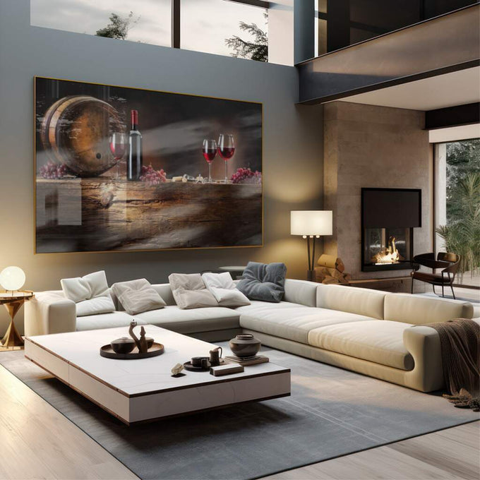 Quadro Decorativo: Essência de Vinho e Frutas, Charme Puro - quadros decorativos para sala 1 Tela, 1 Tela Horizontal - em quarto contemporaneo
